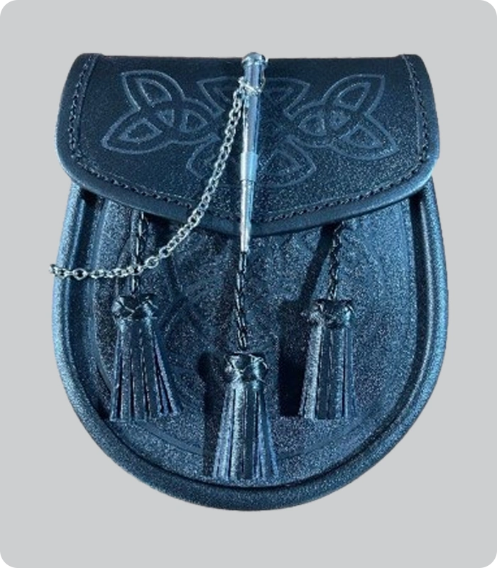 Hand Made Black With Navy Highlight Leather Sporran