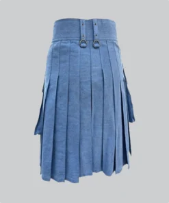 Hand Made Blue Denim Kilt back