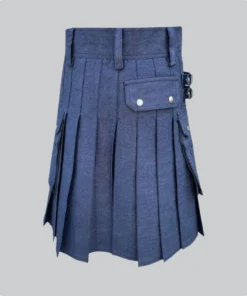 Hand Made Blue Scottish Denim Kilt Back