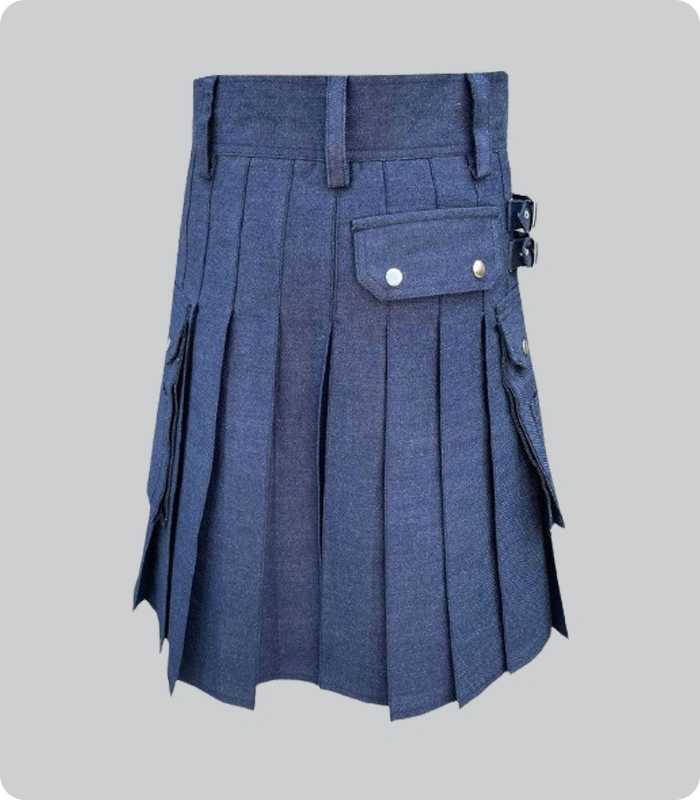 Hand Made Blue Scottish Denim Kilt Back
