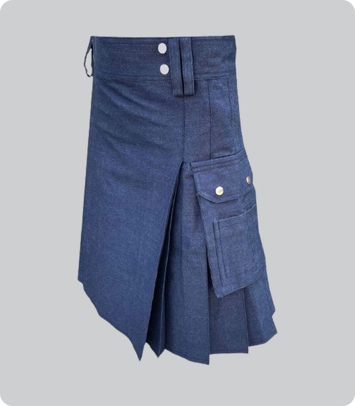 Hand Made Blue Scottish Denim Kilt