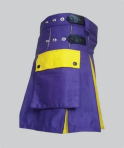 Hand Made Blue and Yellow Two Tone Hybrid Kilt