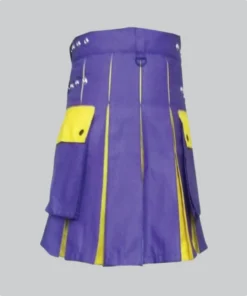 Hand Made Blue and Yellow Two Tone Hybrid Kilt Back
