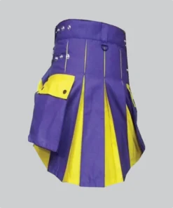 Hand Made Blue and Yellow Two Tone Hybrid Kilt Right Side