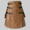 Hand Made Brown And Black Leather Kilt