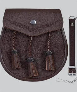 Hand Made Brown Embossed Celtic Leather Sporran