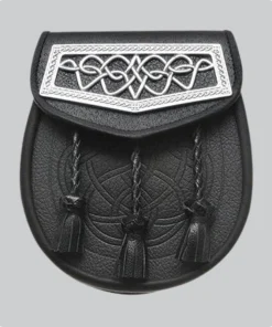 Hand Made Celtic Interweave Plated Leather Sporran