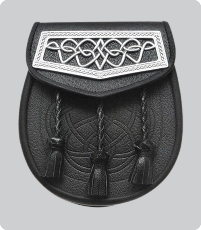 Hand Made Celtic Interweave Plated Leather Sporran