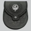 Hand Made Clan Crest Badge Leather Sporran
