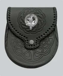 Hand Made Clan Crest Badge Leather Sporran