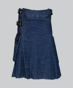 Hand Made Dark Blue Stylish Denim Kilt