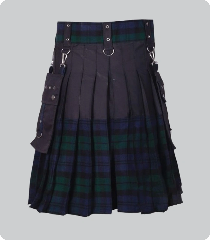 Hand Made Deatchable Pockets Modern Utility Kilt Back