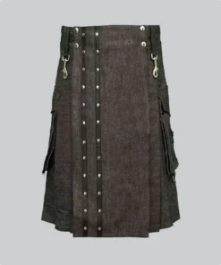 Hand Made Denim Kilt With Straps