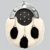 Hand Made Full Dress Chrome Knot And Tage Sporran White Black Rabbit Fur