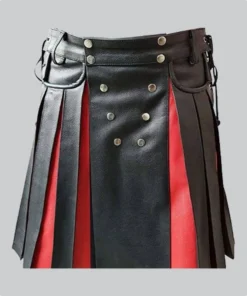 Hand Made Gladiator Leather Kilt with Front Panels Kilt Back