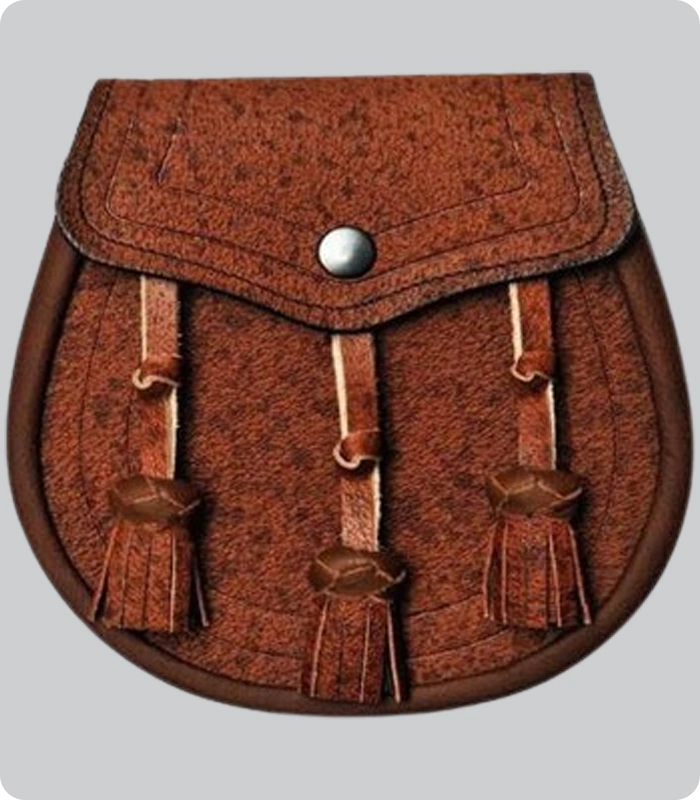 Hand Made Khaki Classic Style Leather Sporran
