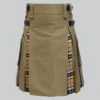 Hand Made Khaki Cotton & Camel Thompson Hybrid Kilt