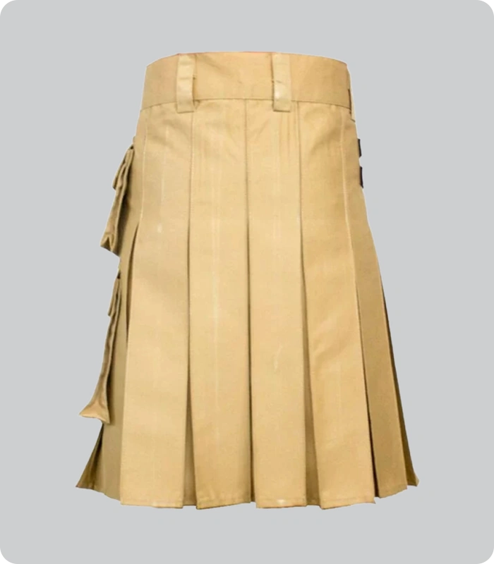 Hand Made Khaki Firefighter Utility Kilt Back