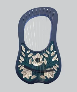 Hand Made Leaves Designe 10 Metal String Lyre Harp