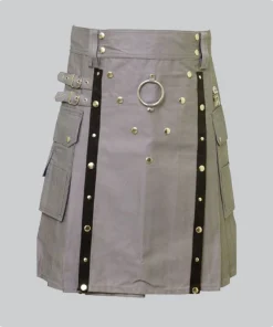Hand Made Light Grey Utility Kilt