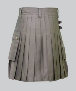 Hand Made Light Grey Utility Kilt Back