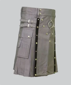 Hand Made Light Grey Utility Kilt Right Side