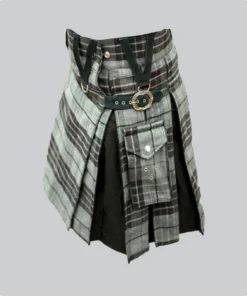 Hand Made Modern Grey Box Pleated Hybrid Kilt
