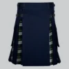 Hand Made Navy Blue Cotton Dress Gordon Tartan Hybrid Kilt
