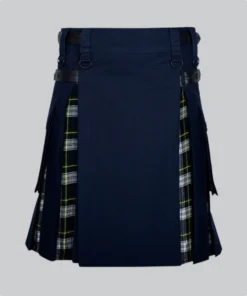 Hand Made Navy Blue Cotton Dress Gordon Tartan Hybrid Kilt