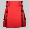 Hand Made Red Cotton Wallace Tartan Hybrid Kilt