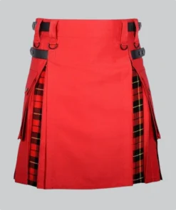 Hand Made Red Cotton Wallace Tartan Hybrid Kilt