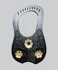 Hand Made Rosewood 10 Metal Strings Golden Flower Lyre Harp