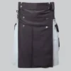 Hand Made Scottish Black And Grey Cotton Hybrid Kilt