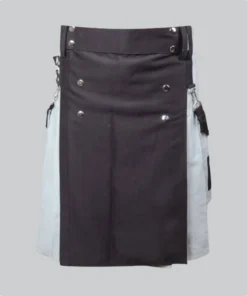 Hand Made Scottish Black And Grey Cotton Hybrid Kilt