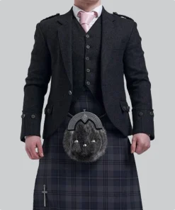 Hand Made Scottish Black Argyle Jacket