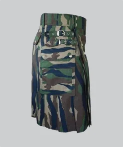 Hand Made Scottish Stylish WoodLand Camouflage Tactical Kilt side