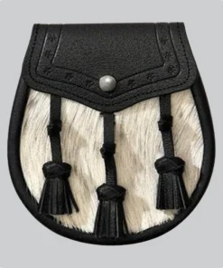 Hand Made Semi Dress Natural Sealskin Dark Brown Celtic Embossed Sporran