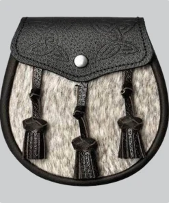 Hand Made Semi Dress Natural Sealskin Dark Brown Celtic Embossed Sporran