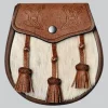 Hand Made Semi Dress Natural Sealskin Khaki Celtic Embossed Sporran