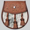 Hand Made Semi Dress Natural Sealskin Khaki Circular Studded Sporran