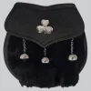 Hand Made Semi Dress Sporran Black Rabbit Fur Shamrock Emblem
