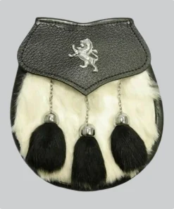 Hand Made Semi Dress WhiteBlack Rabbit Fur Lion Crest Sporran