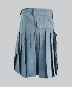 Hand Made Sky Blue Denim Kilt Back