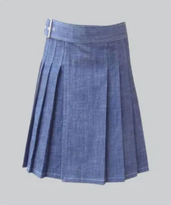 Hand Made Stylish Blue Denim Kilt Back