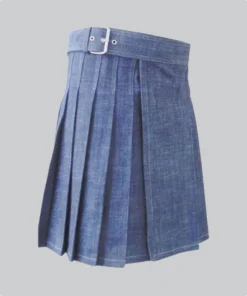 Hand Made Stylish Blue Denim Kilt Sde