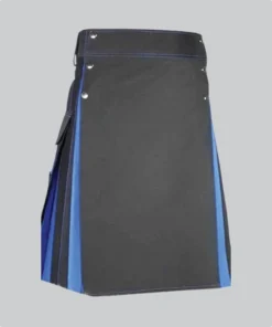 Hand Made Traditional Black and Blue Hybrid Kilt