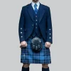 Hand Made Traditional Blue Argyle Jacket with Vest