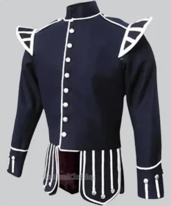 Hand Made Traditional Scottish Blue Military Drummer Doublet Left Side