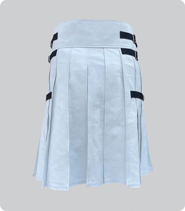 Hand Made White And Black Leather Kilt Back