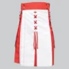 Hand Made White & Red Hybrid Utility Kilt